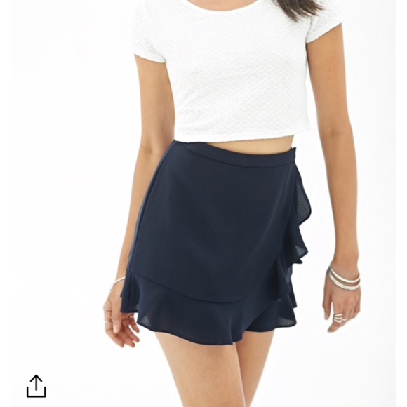 Navy ruffle wrap skirt - Picture 3 of 4